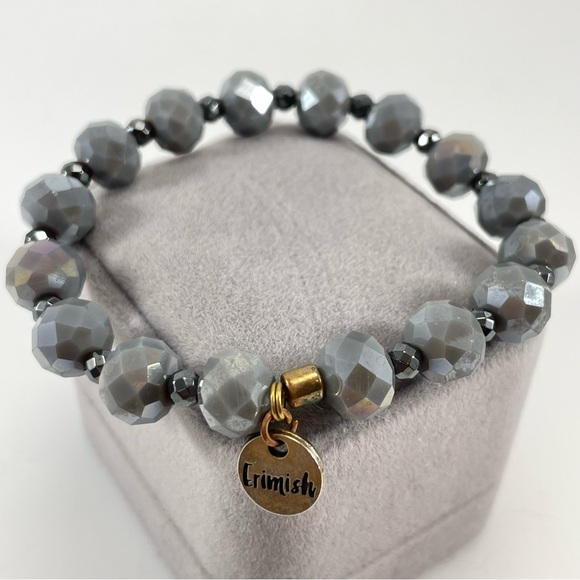 Beautiful Erimish Gray AB Multifaceted Beaded Stretch Bracelet - Picture 1 of 5